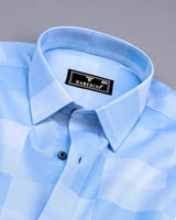 Cadiz SkyBlue Broad Jacquard Check Premium Giza Shirt