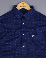 Hemlock Blue With White Poplin Printed Cotton Shirt