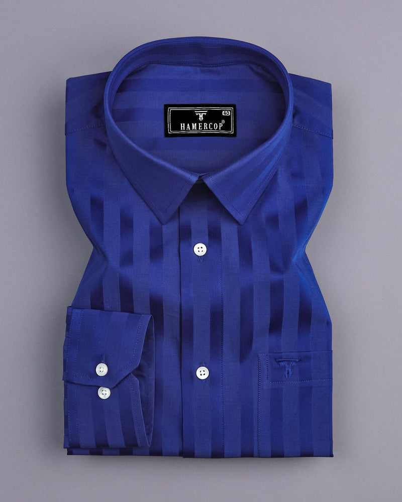 Typhon Blue Self Striped Dobby Premium Cotton Shirt