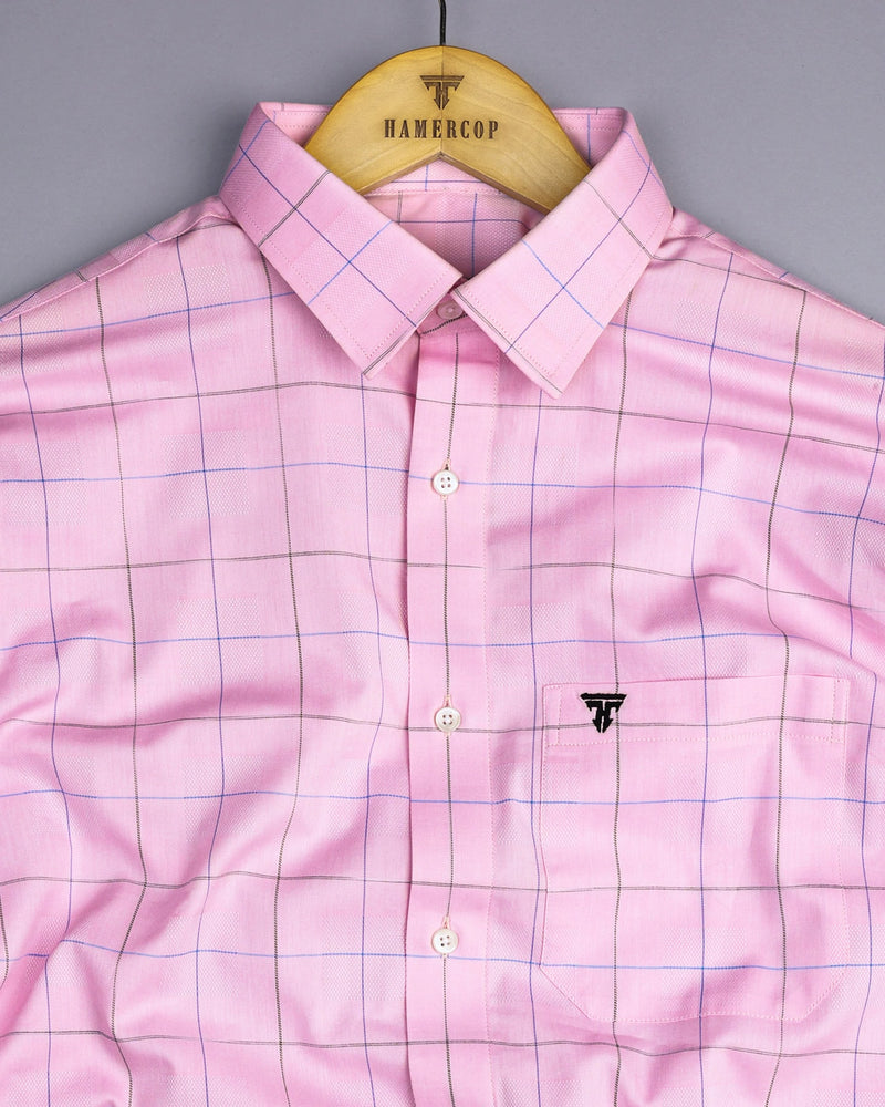 Yepton Pink Dobby Check Premium Giza Shirt