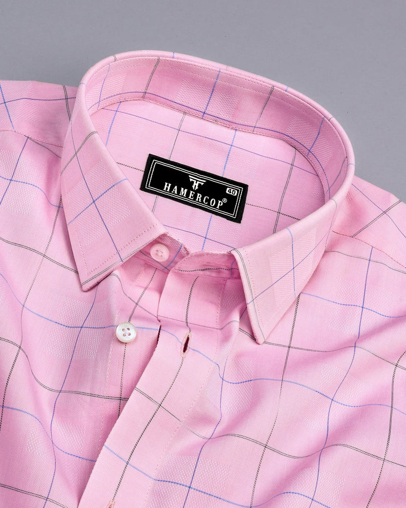 Yepton Pink Dobby Check Premium Giza Shirt