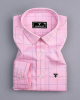 Yepton Pink Dobby Check Premium Giza Shirt