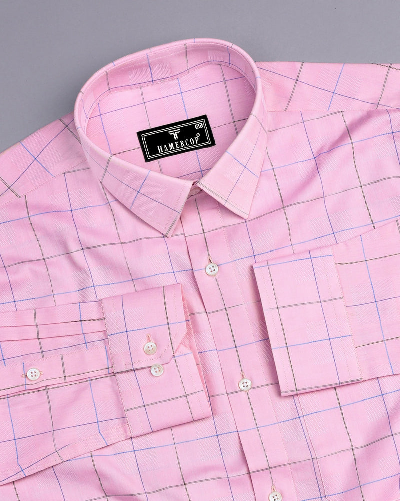 Yepton Pink Dobby Check Premium Giza Shirt