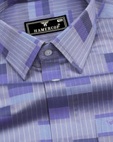 Buzet Gray With Blue Check Premium Giza Shirt