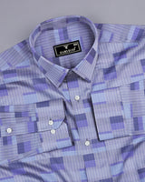 Buzet Gray With Blue Check Premium Giza Shirt