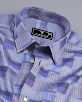 Buzet Gray With Blue Check Premium Giza Shirt