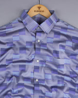 Buzet Gray With Blue Check Premium Giza Shirt