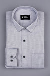 Grey with white zigzag twill check shirt
