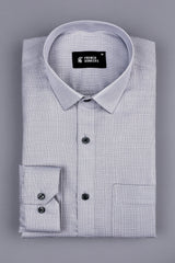 Grey with white zigzag twill check shirt