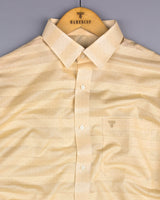 Cream Weft Stripe With Black Dotted Premium Dobby Cotton Shirt