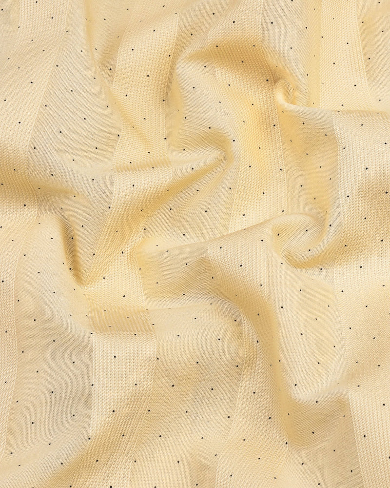 Cream Weft Stripe With Black Dotted Premium Dobby Cotton Shirt