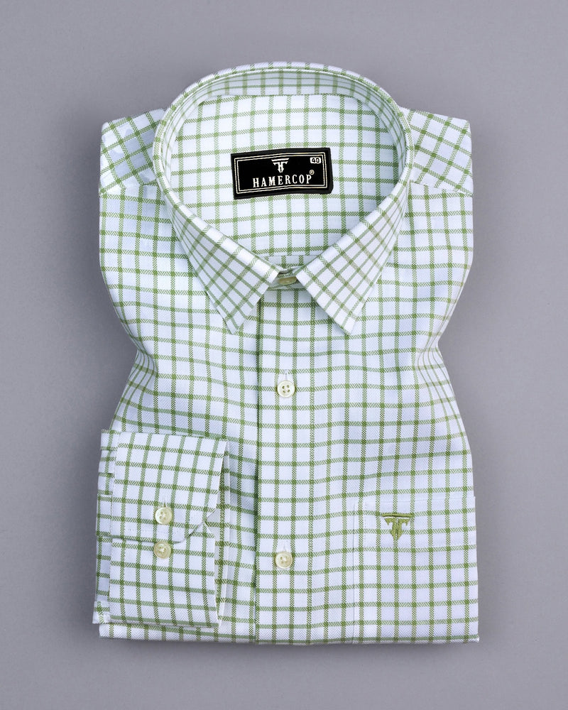 Preston Green With White Check Premium Giza Shirt