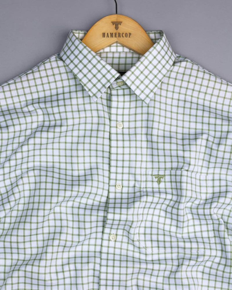 Preston Green With White Check Premium Giza Shirt