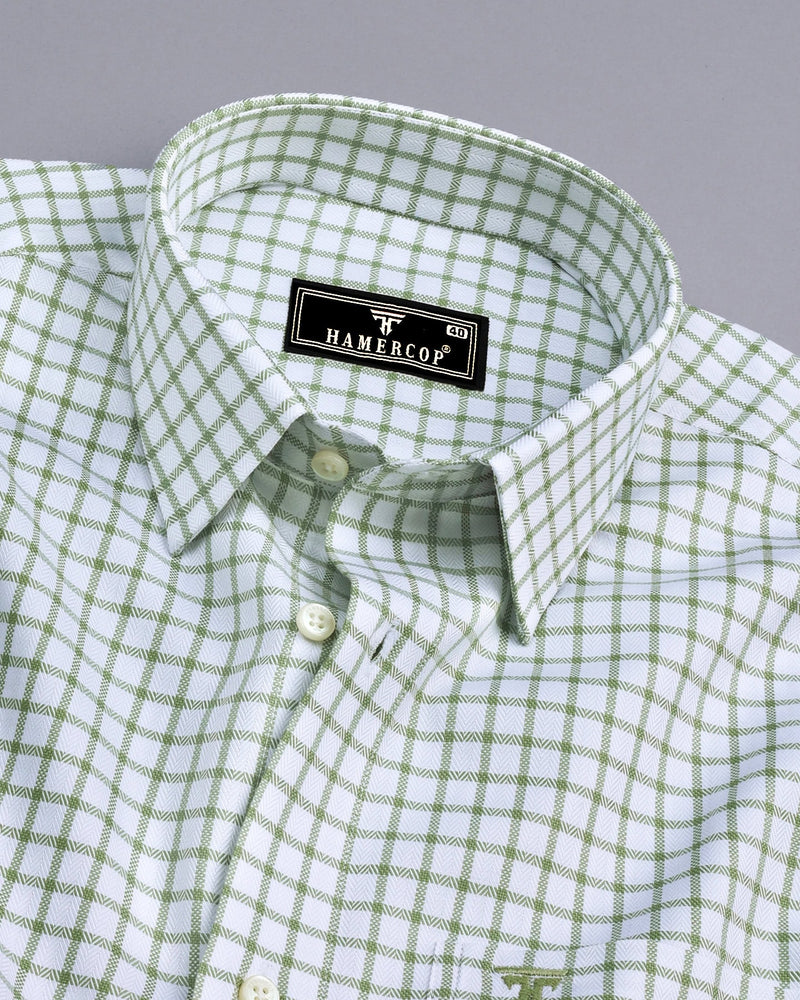 Preston Green With White Check Premium Giza Shirt