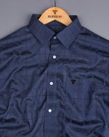 Hector Navyblue Self Check Premium Giza Shirt