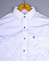 Sentosa Blue With White Dot Printed Satin Cotton Shirt