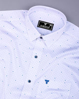 Sentosa Blue With White Dot Printed Satin Cotton Shirt