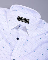 Sentosa Blue With White Dot Printed Satin Cotton Shirt