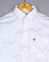 Sentosa White With Purple Dot Printed Satin Cotton Shirt