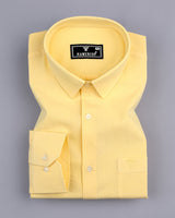 Yellow Self Stripe Seersucker Dobby Cotton Shirt