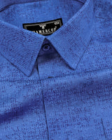 Maltose Blue Twill Printed Formal Cotton Shirt