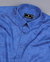 Maltose Blue Twill Printed Formal Cotton Shirt