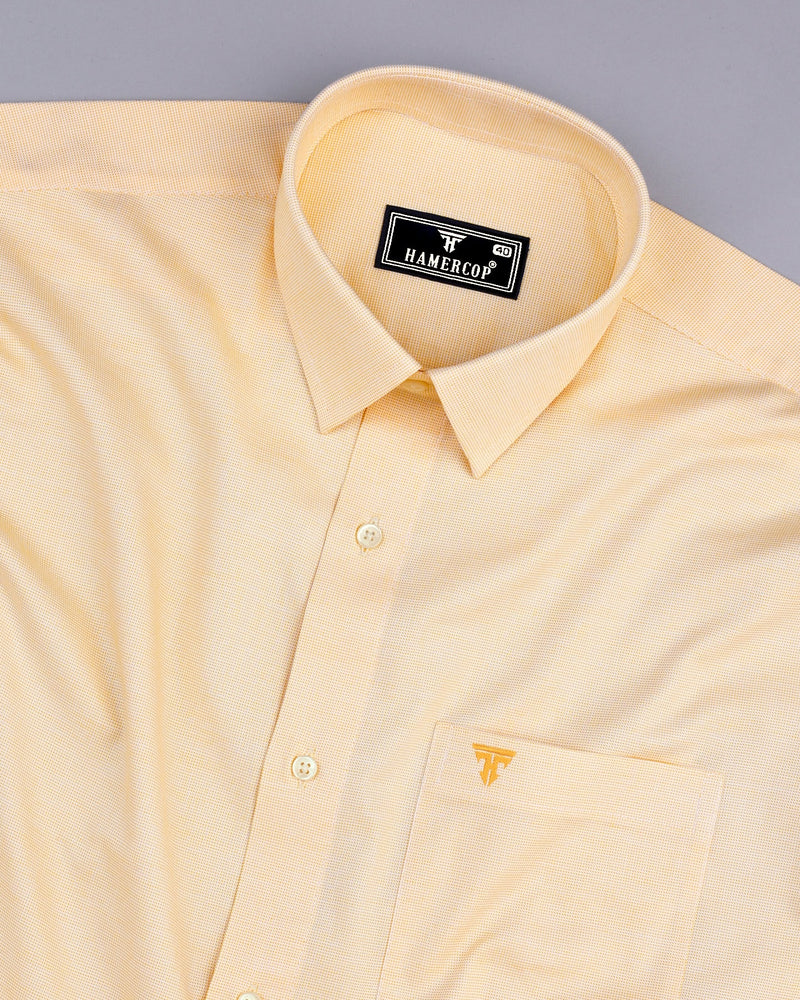 Divine Yellow Dobby Texture Premium Giza Cotton Shirt