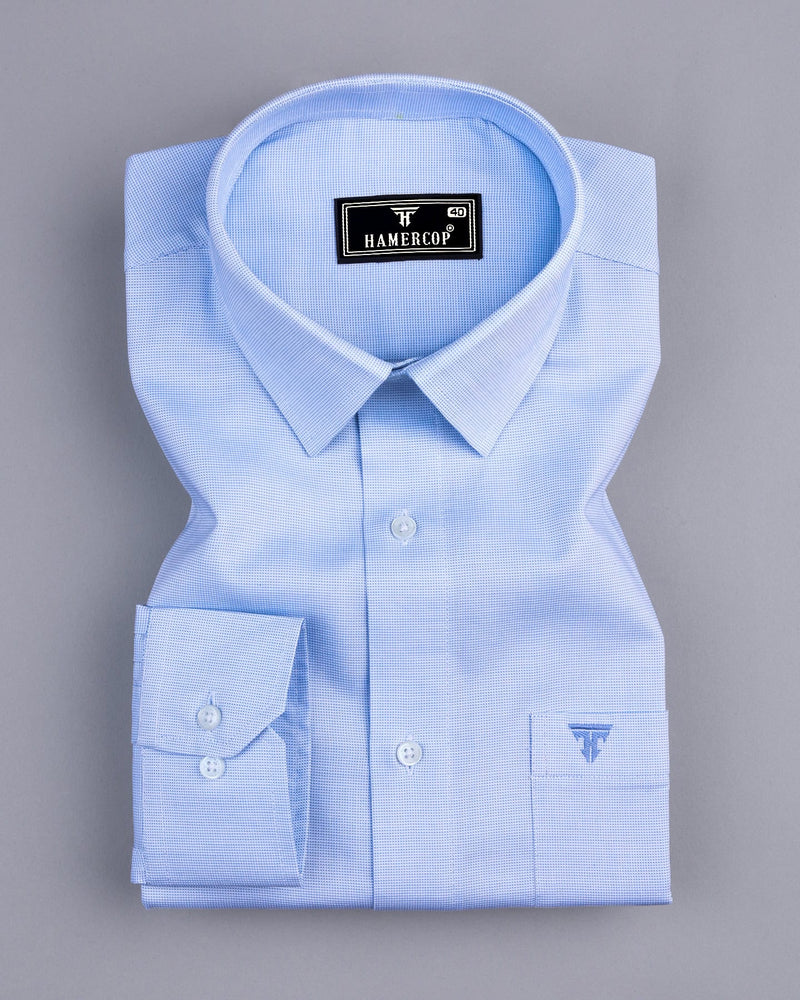 Divine SkyBlue Dobby Texture Premium Giza Cotton Shirt