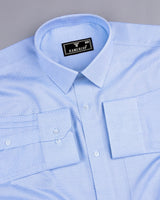 Divine SkyBlue Dobby Texture Premium Giza Cotton Shirt