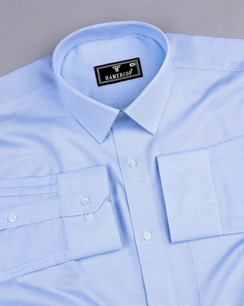 Divine SkyBlue Dobby Texture Premium Giza Cotton Shirt