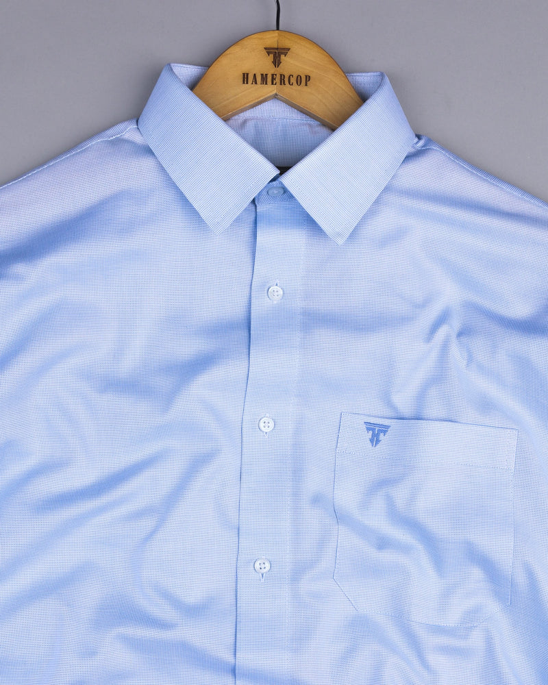 Divine SkyBlue Dobby Texture Premium Giza Cotton Shirt