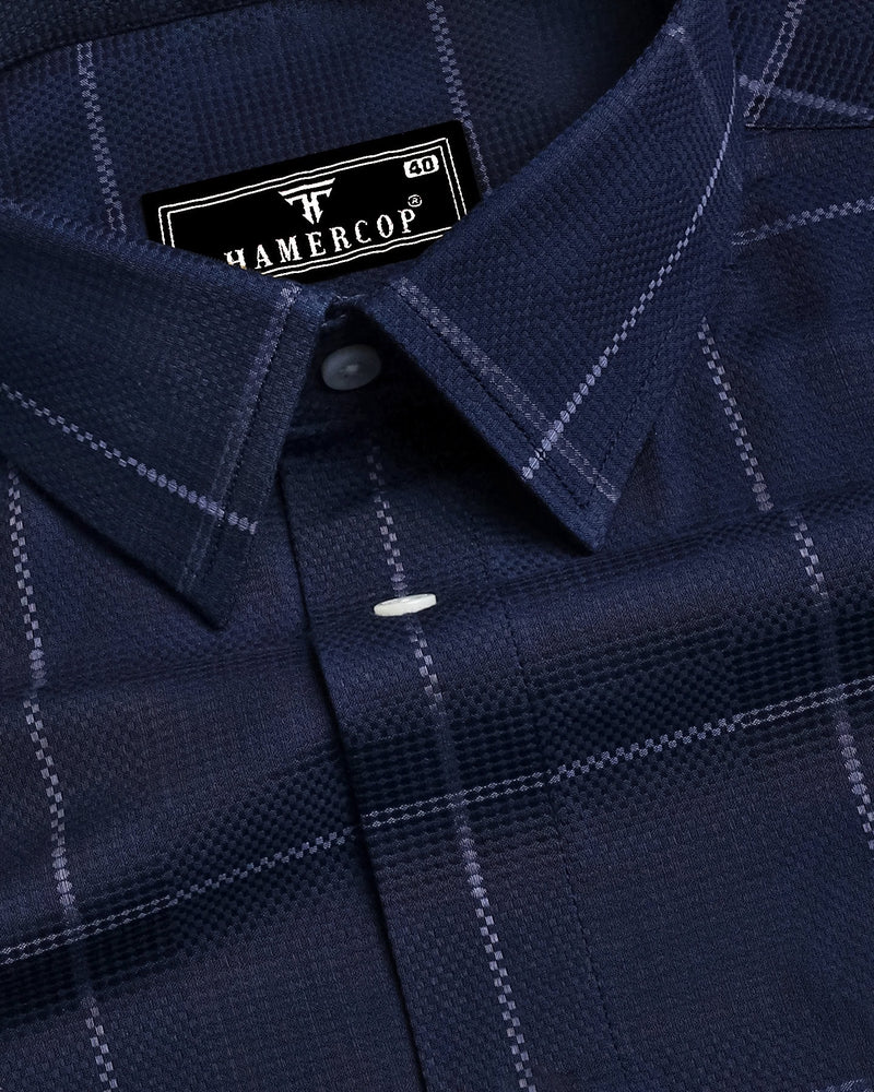 Horton Blue With Gray Broad Check Premium Giza Shirt