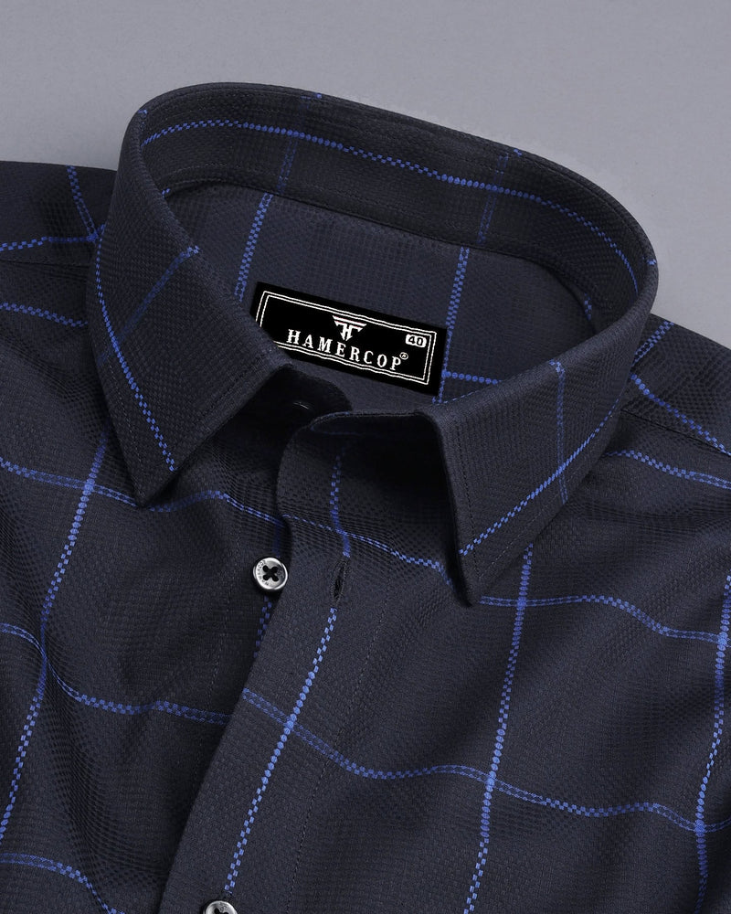 Horton Gray With Blue Broad Check Premium Giza Shirt