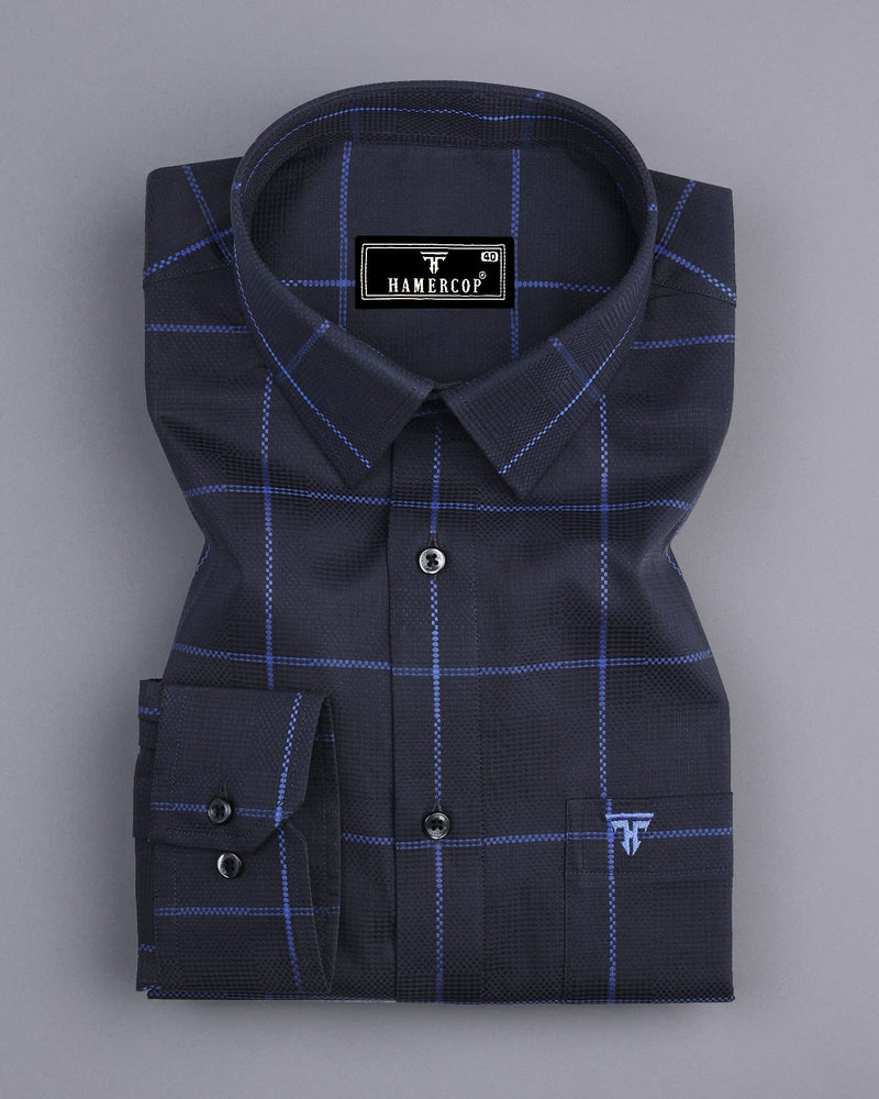 Horton Gray With Blue Broad Check Premium Giza Shirt