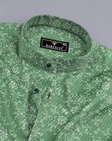 Lyon Green With Cream Printed Dobby Cotton Shirt