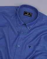 Cobalt NavyBlue Dobby Textured Formal Cotton Shirt