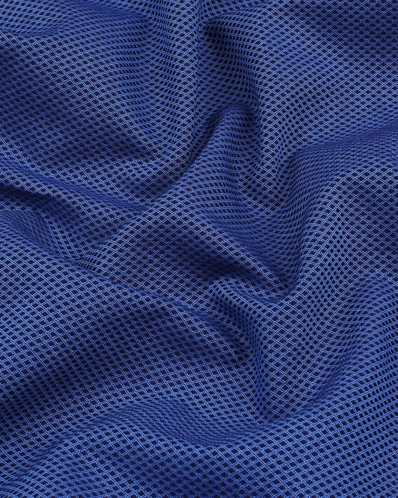 Cobalt NavyBlue Dobby Textured Formal Cotton Shirt