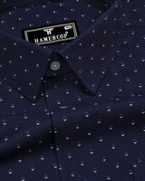 Athens NavyBlue With White Oxford Printed Cotton Shirt