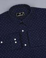 Athens NavyBlue With White Oxford Printed Cotton Shirt