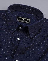 Athens NavyBlue With White Oxford Printed Cotton Shirt