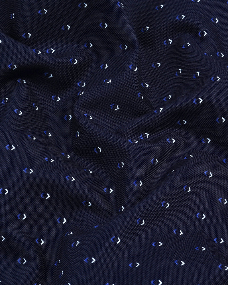 Athens NavyBlue With White Oxford Printed Cotton Shirt