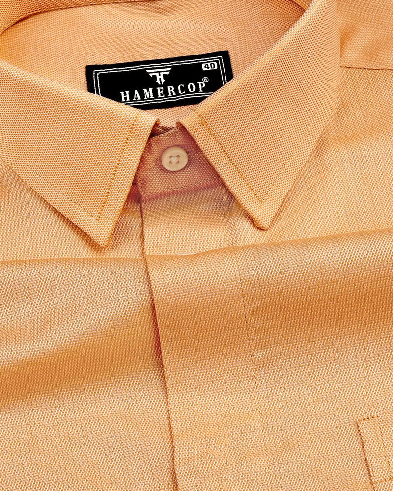 Sweetmelon Orange Dobby Textured Cotton Shirt