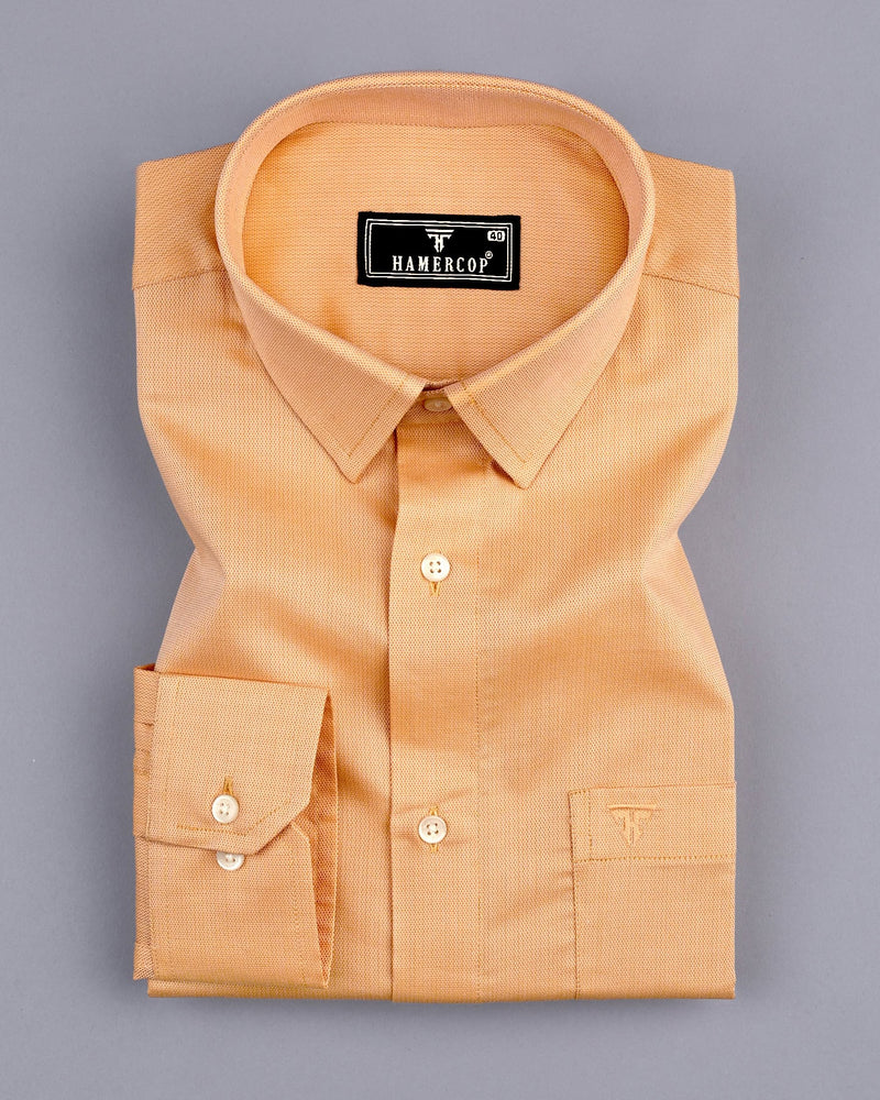 Sweetmelon Orange Dobby Textured Cotton Shirt