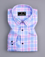 Zurich Blue With Pink Twill Check Premium Cotton Shirt