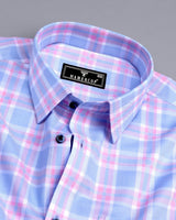 Zurich Blue With Pink Twill Check Premium Cotton Shirt