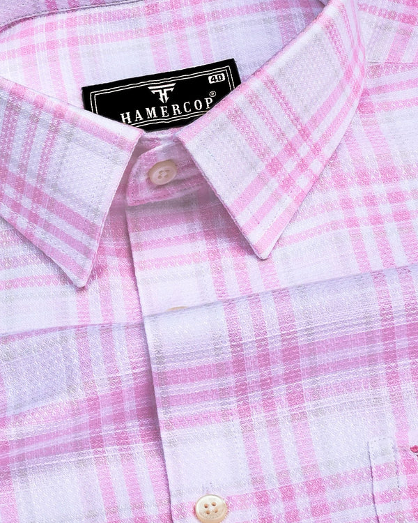 Pink Casata With White Check Dobby Cotton Shirt