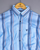 Cloud Mist Blue Multistripe Dobby Cotton Formal Shirt