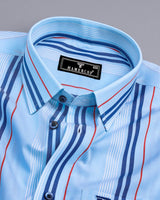 Cloud Mist Blue Multistripe Dobby Cotton Formal Shirt