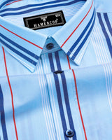 Cloud Mist Blue Multistripe Dobby Cotton Formal Shirt