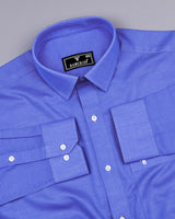 Reef Blue With White Textured Dobby Cotton Shirt